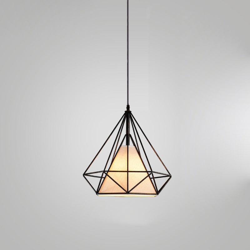 Zeitgenössische industrielle Eisengewebe Diamant 1-Licht Pendelleuchte für Esszimmer 