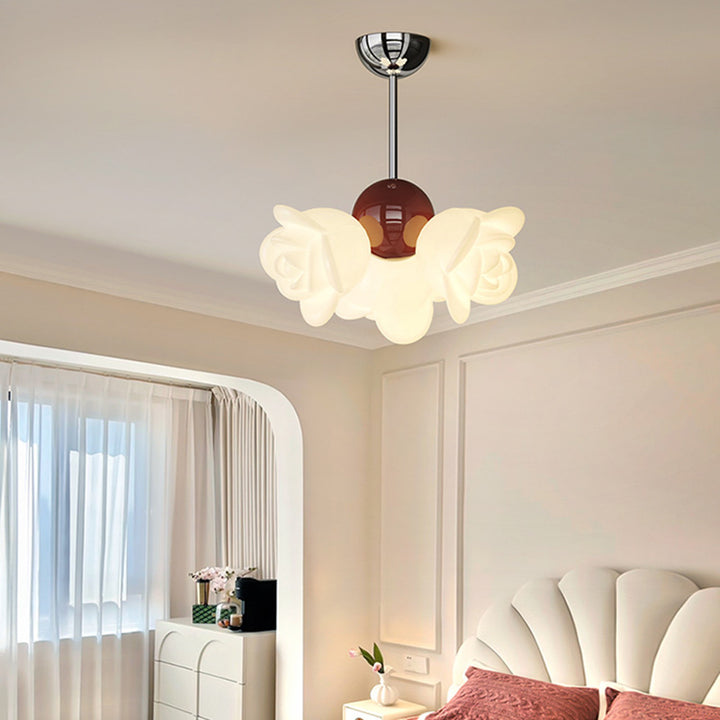 Lámpara Colgante Contemporánea Creativa de Hierro PE Floral de 3 Luces Para Dormitorio 