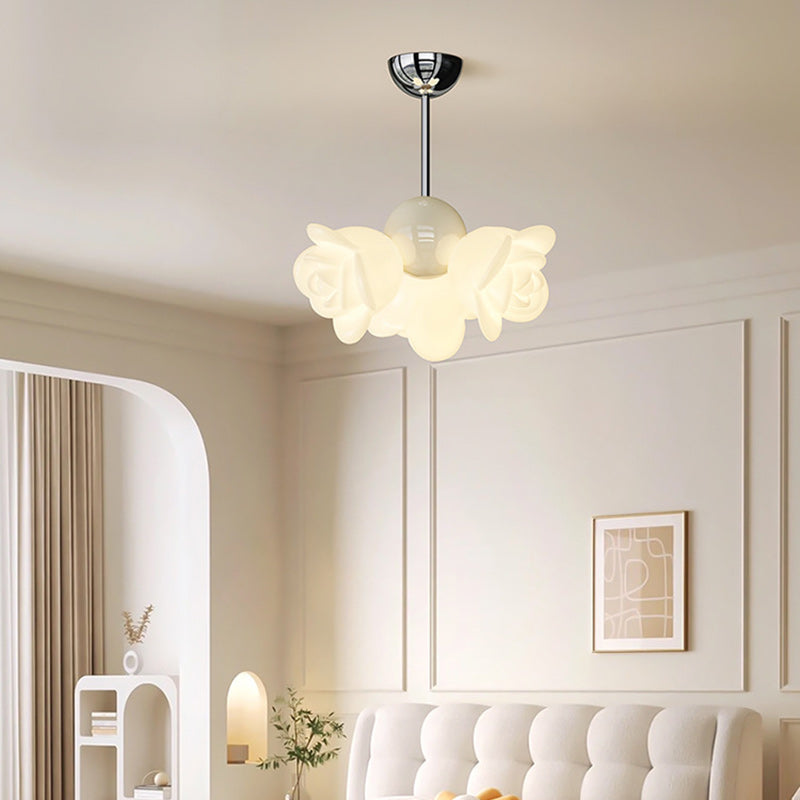 Lámpara Colgante Contemporánea Creativa de Hierro PE Floral de 3 Luces Para Dormitorio 