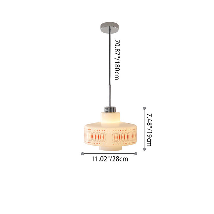 Suspension lumineuse à 1 ampoule avec décalcomanie ronde en verre vintage traditionnel en alliage pour salle à manger 
