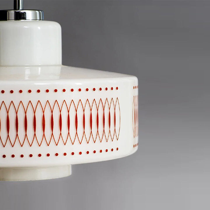 Suspension lumineuse à 1 ampoule avec décalcomanie ronde en verre vintage traditionnel en alliage pour salle à manger 