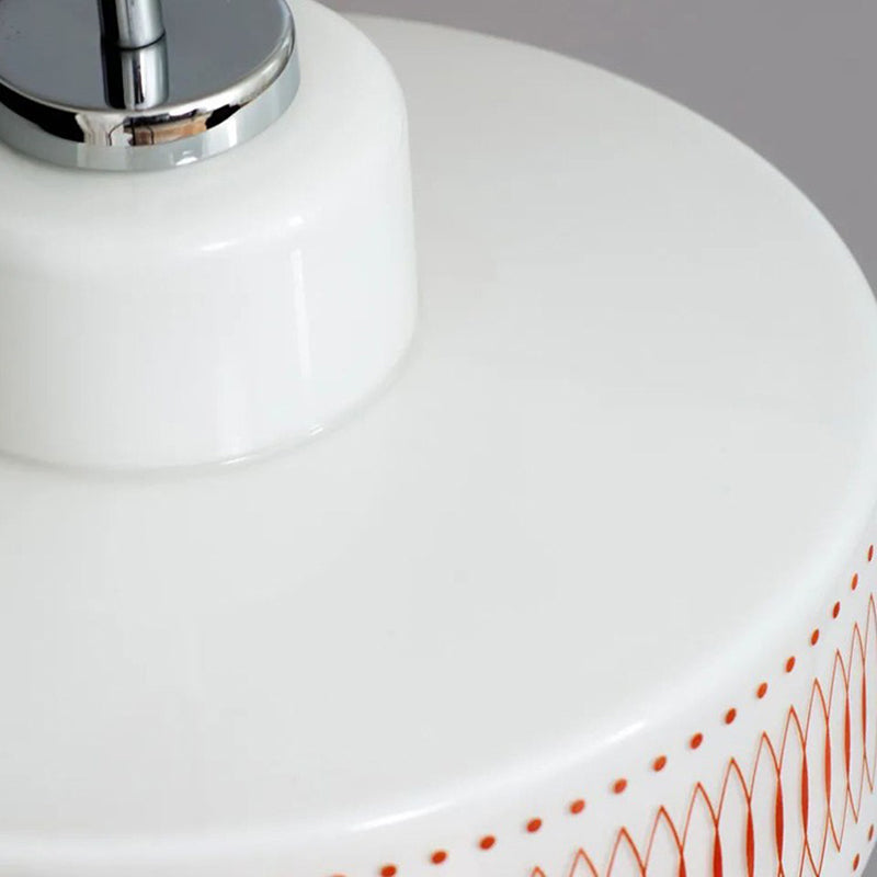 Suspension lumineuse à 1 ampoule avec décalcomanie ronde en verre vintage traditionnel en alliage pour salle à manger 