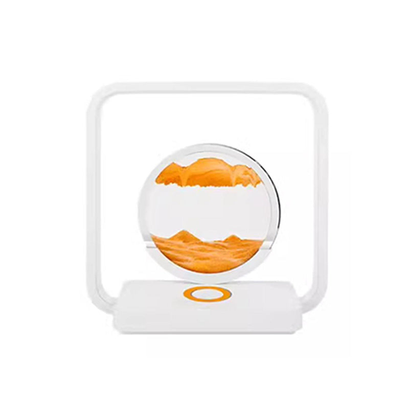 Lampe de table LED à lumière nocturne pour chevet avec peinture sur sable carrée Art déco moderne en métal, ABS, verre de silice, chargement sans fil USB, variateur tactile 