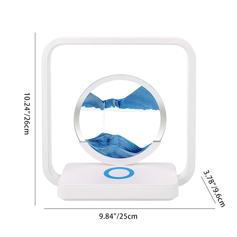 Lampe de table LED à lumière nocturne pour chevet avec peinture sur sable carrée Art déco moderne en métal, ABS, verre de silice, chargement sans fil USB, variateur tactile 