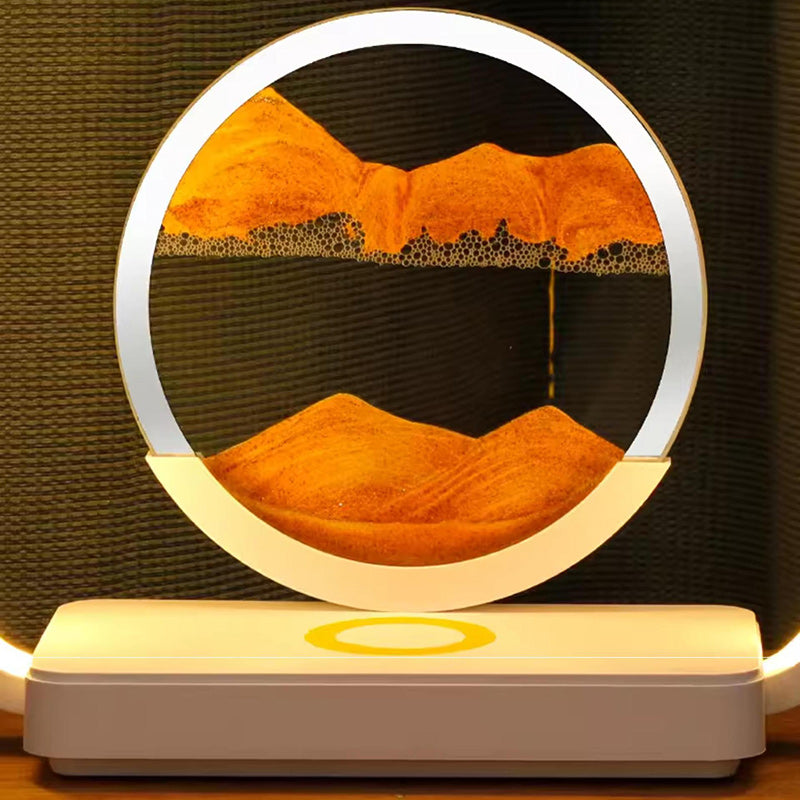 Lampe de table LED à lumière nocturne pour chevet avec peinture sur sable carrée Art déco moderne en métal, ABS, verre de silice, chargement sans fil USB, variateur tactile 