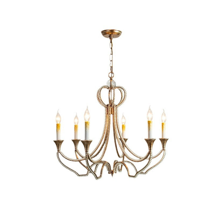 Traditional French Iron Crystal Candlestick 6-Light Chandeliers For Living Room