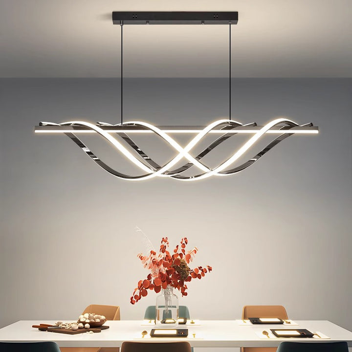 Lustre géométrique à LED en bande de silice en aluminium Art déco contemporain pour salle à manger 