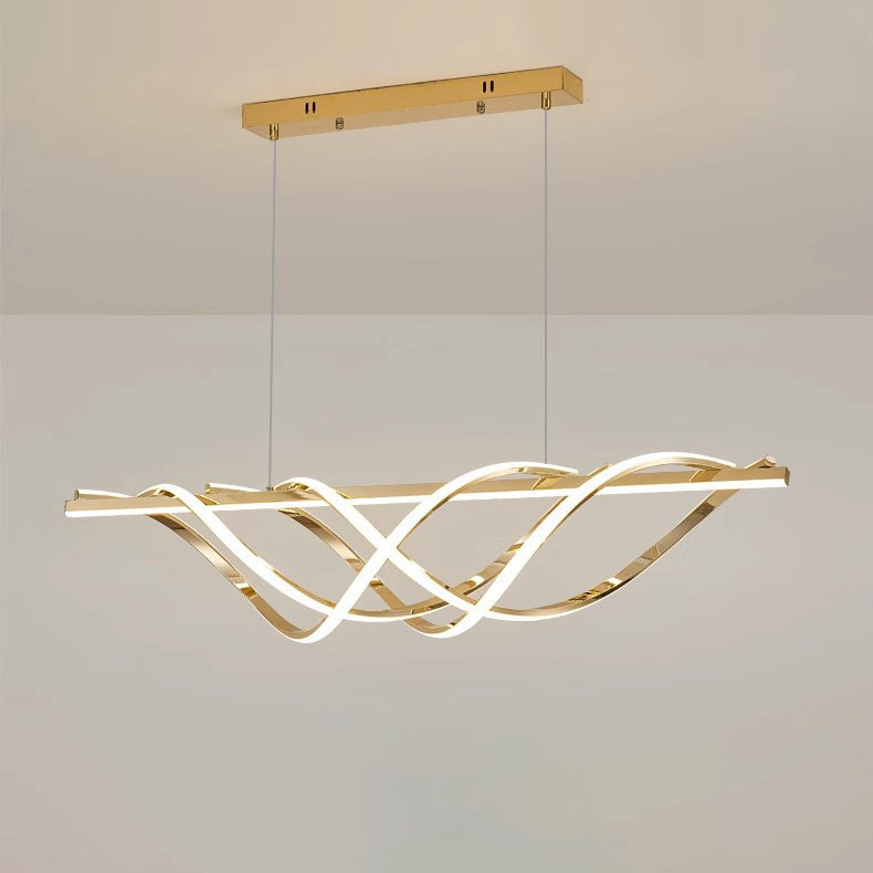 Lustre géométrique à LED en bande de silice en aluminium Art déco contemporain pour salle à manger 