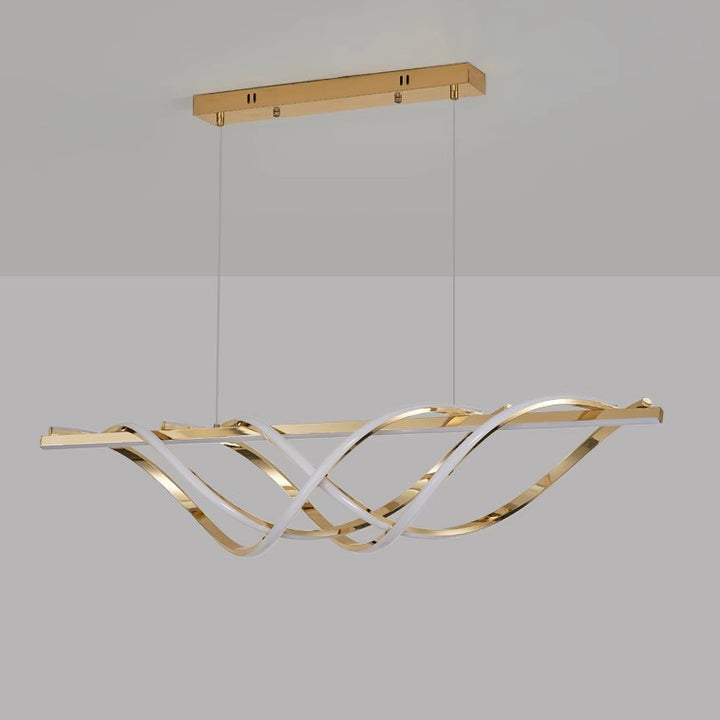 Lustre géométrique à LED en bande de silice en aluminium Art déco contemporain pour salle à manger 