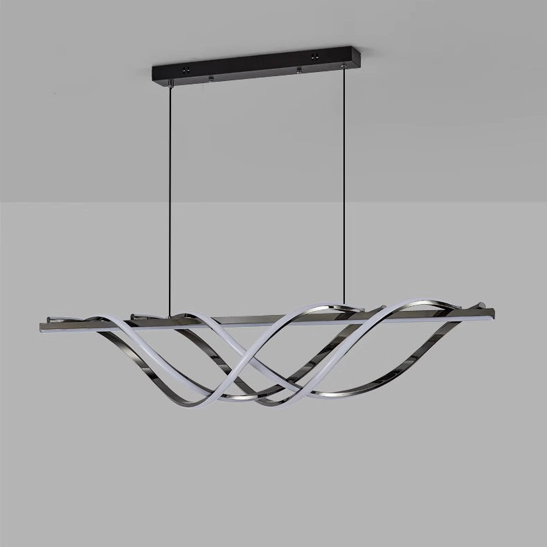 Lustre géométrique à LED en bande de silice en aluminium Art déco contemporain pour salle à manger 