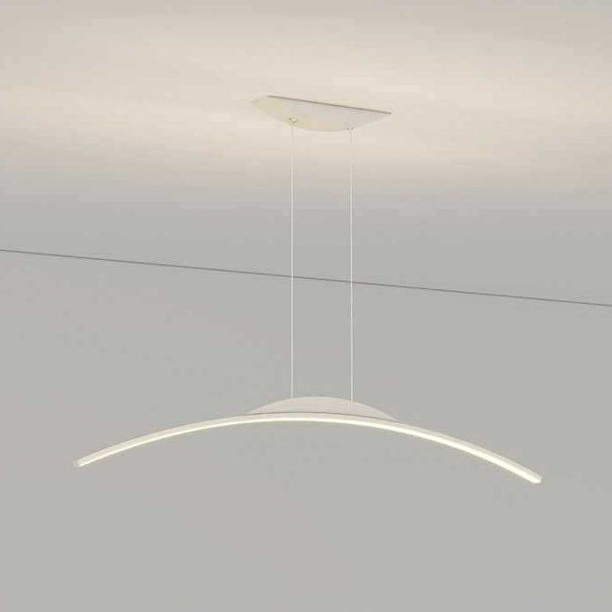 Moderne minimalistische Eisen-Aluminium-Silica-Streifen gebogene LED-Kronleuchter Insellicht für Esszimmer 