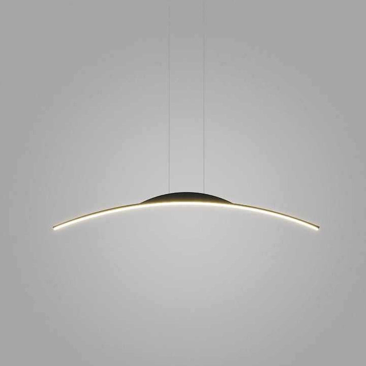 Moderne minimalistische Eisen-Aluminium-Silica-Streifen gebogene LED-Kronleuchter Insellicht für Esszimmer 