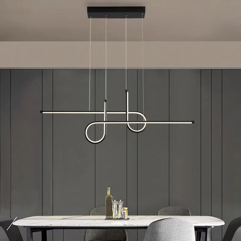 Lustre géométrique en aluminium et silice créatif contemporain à LED pour îlot de salle à manger 