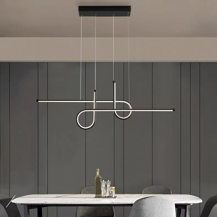 Lustre géométrique en aluminium et silice créatif contemporain à LED pour îlot de salle à manger 