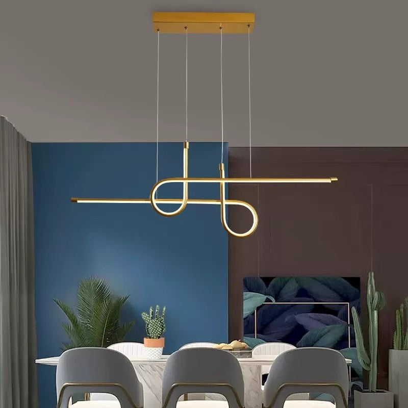 Lustre géométrique en aluminium et silice créatif contemporain à LED pour îlot de salle à manger 