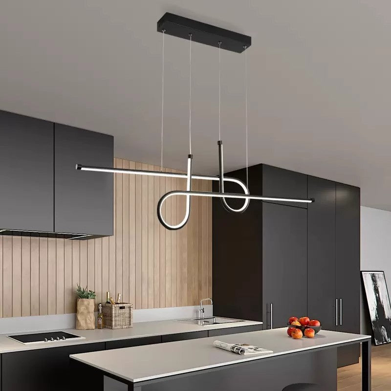 Lustre géométrique en aluminium et silice créatif contemporain à LED pour îlot de salle à manger 