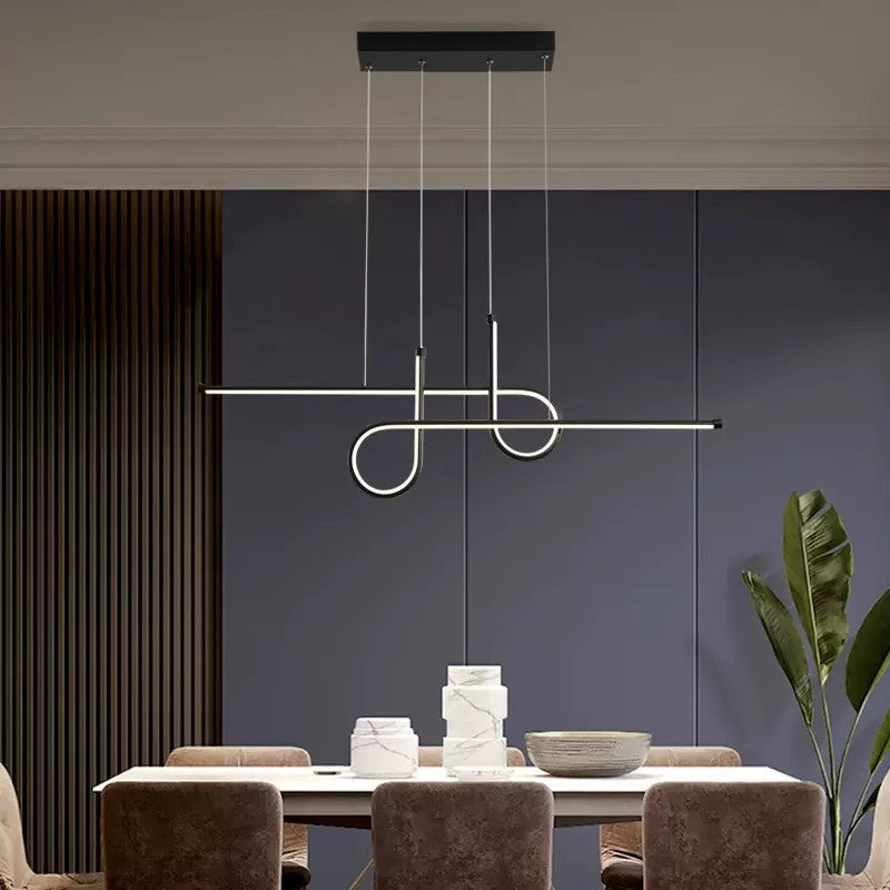 Lustre géométrique en aluminium et silice créatif contemporain à LED pour îlot de salle à manger 