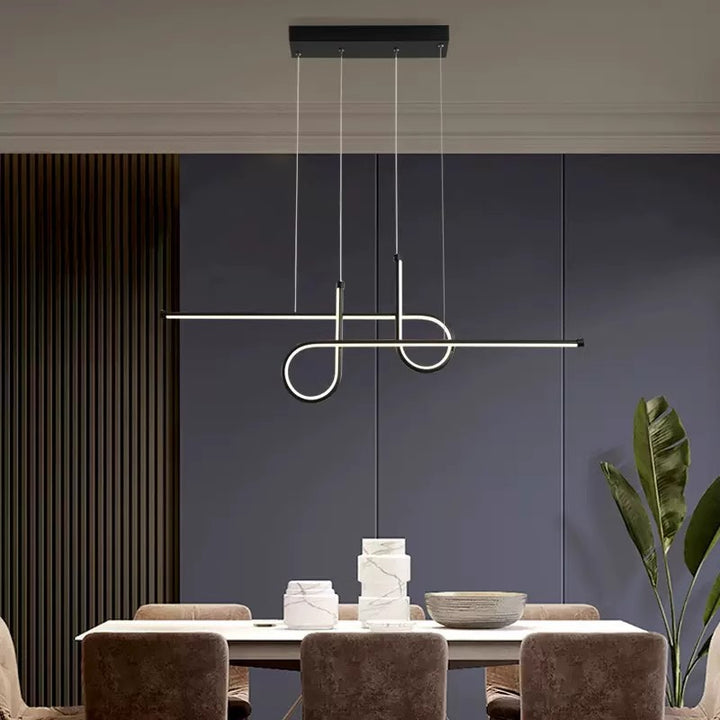 Lustre géométrique en aluminium et silice créatif contemporain à LED pour îlot de salle à manger 