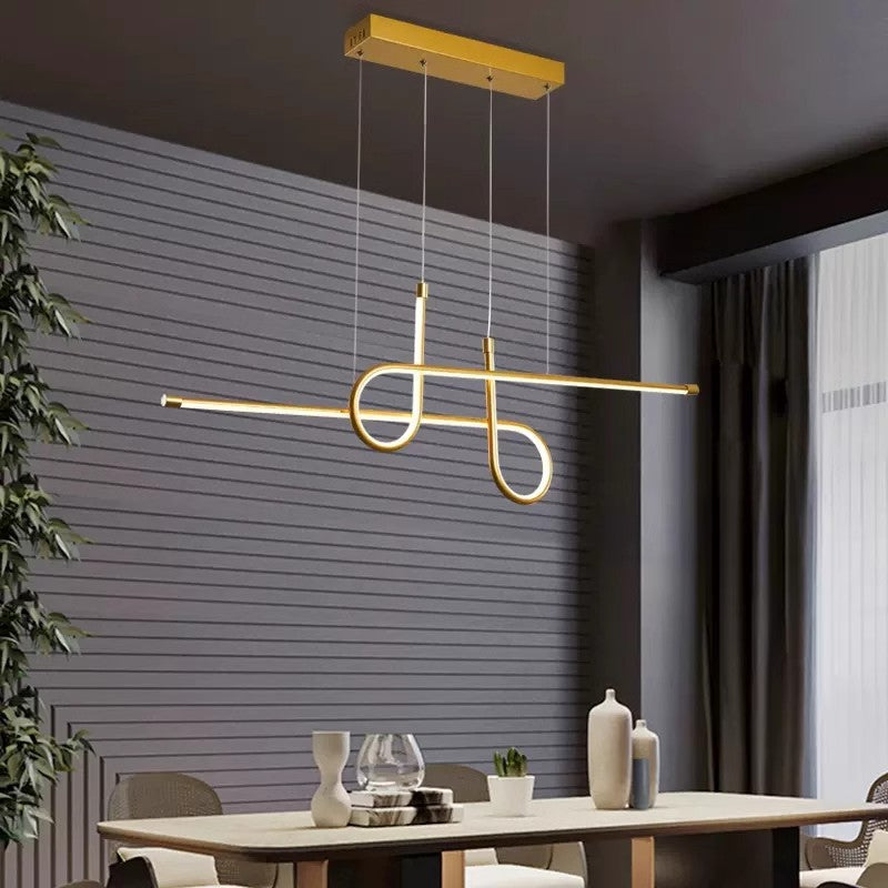Lustre géométrique en aluminium et silice créatif contemporain à LED pour îlot de salle à manger 