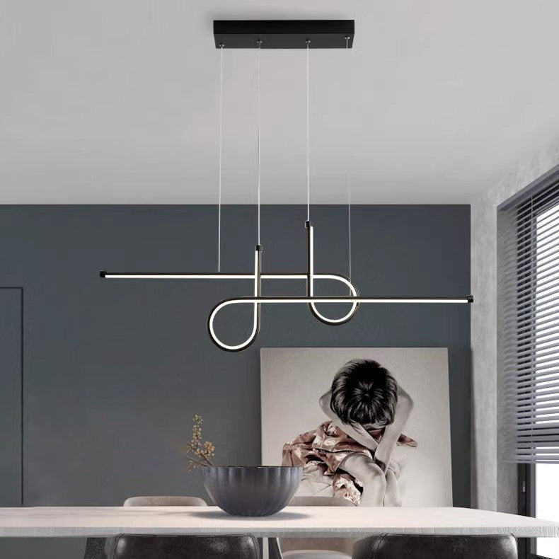 Lustre géométrique en aluminium et silice créatif contemporain à LED pour îlot de salle à manger 