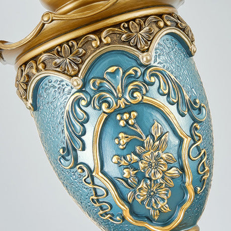 Colonnes rondes en résine de fer et verre européennes traditionnelles avec sculptures, lustres à 3 lumières pour salle à manger 