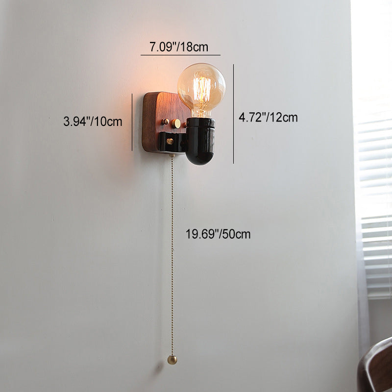 Lampe murale 1 lumière avec fermeture éclair en céramique rétro contemporaine pour chevet 