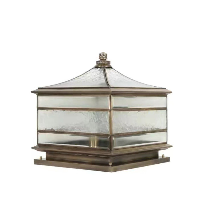 Éclairage paysager LED traditionnel chinois solaire étanche en cuivre avec verre dépoli en forme de cylindre pointu carré pour lumière extérieure pour patio extérieur 