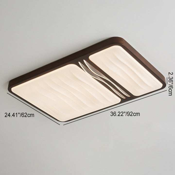 Plafonnier LED contemporain scandinave en fer, caoutchouc, bois, acrylique, elliptique, rectangulaire, carré, rond, ondulé pour salon 