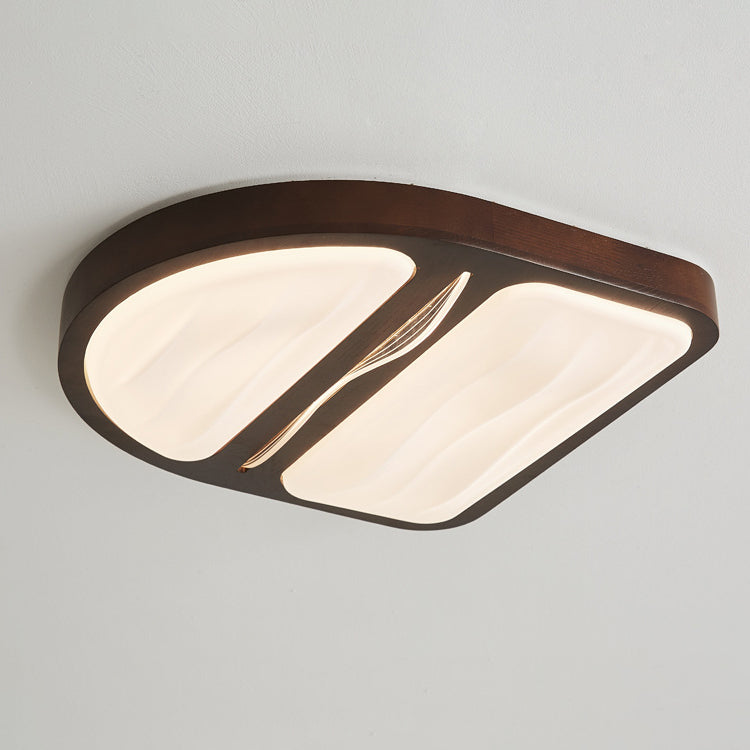 Plafonnier LED contemporain scandinave en fer, caoutchouc, bois, acrylique, elliptique, rectangulaire, carré, rond, ondulé pour salon 