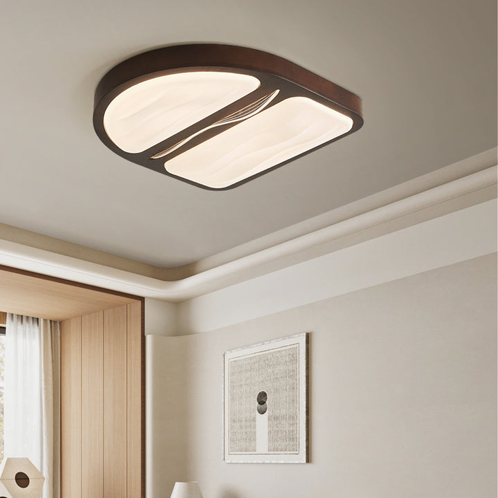 Plafonnier LED contemporain scandinave en fer, caoutchouc, bois, acrylique, elliptique, rectangulaire, carré, rond, ondulé pour salon 