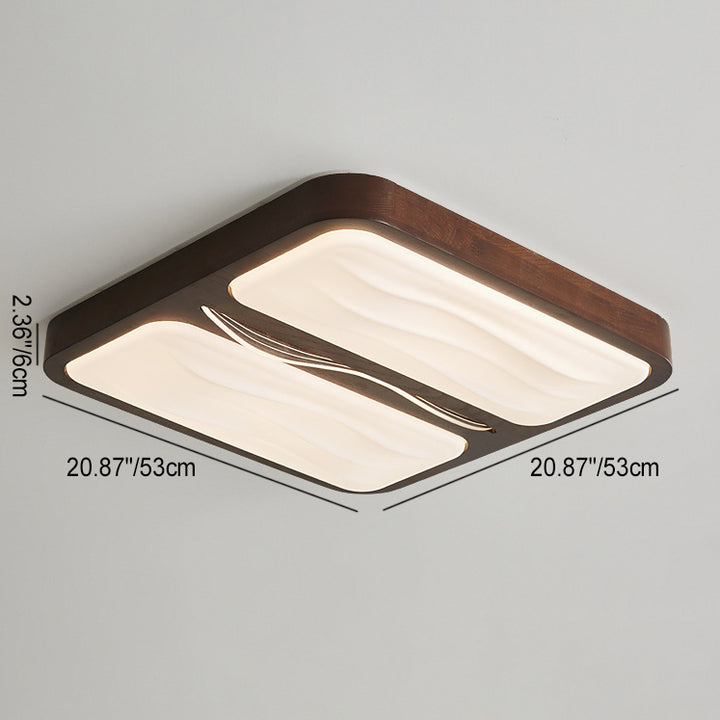 Plafonnier LED contemporain scandinave en fer, caoutchouc, bois, acrylique, elliptique, rectangulaire, carré, rond, ondulé pour salon 