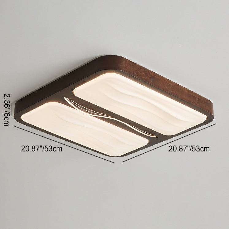 Plafonnier LED contemporain scandinave en fer, caoutchouc, bois, acrylique, elliptique, rectangulaire, carré, rond, ondulé pour salon 