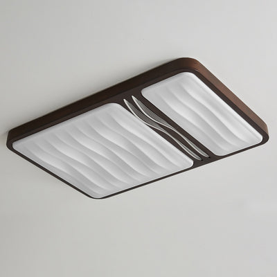 Plafonnier LED contemporain scandinave en fer, caoutchouc, bois, acrylique, elliptique, rectangulaire, carré, rond, ondulé pour salon 