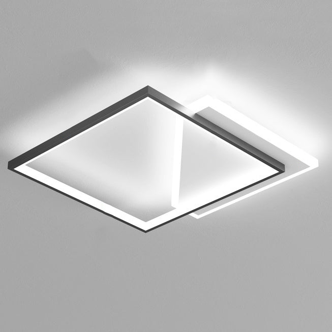 Lumière de plafond LED moderne minimaliste en fer et acrylique carré géométrique évidé pour chambre 