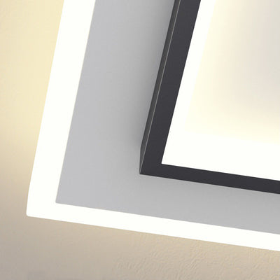 Lumière de plafond LED moderne minimaliste en fer et acrylique carré géométrique évidé pour chambre 