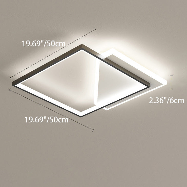 Lumière de plafond LED moderne minimaliste en fer et acrylique carré géométrique évidé pour chambre 
