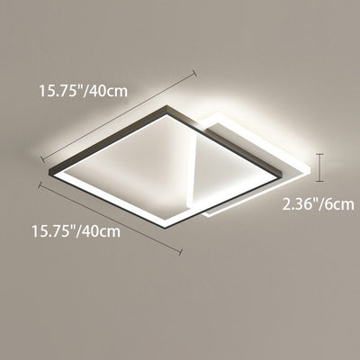 Lumière de plafond LED moderne minimaliste en fer et acrylique carré géométrique évidé pour chambre 