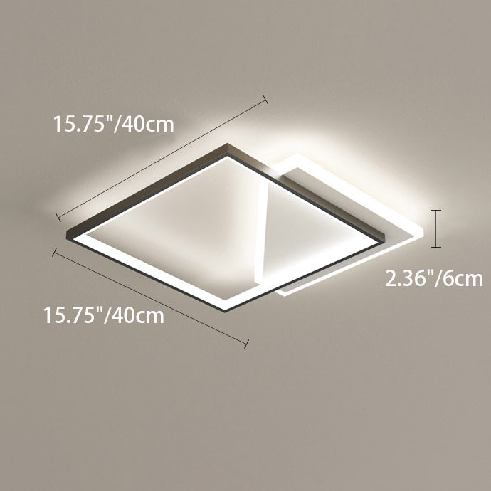 Lumière de plafond LED moderne minimaliste en fer et acrylique carré géométrique évidé pour chambre 