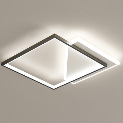 Lumière de plafond LED moderne minimaliste en fer et acrylique carré géométrique évidé pour chambre 