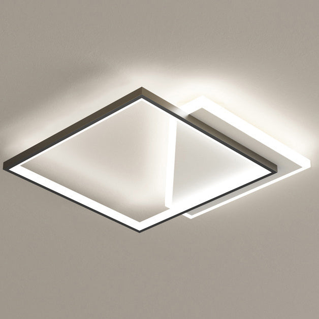 Lumière de plafond LED moderne minimaliste en fer et acrylique carré géométrique évidé pour chambre 