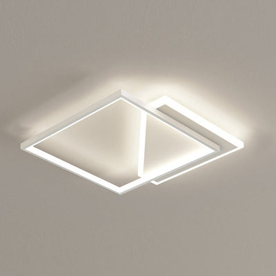 Lumière de plafond LED moderne minimaliste en fer et acrylique carré géométrique évidé pour chambre 