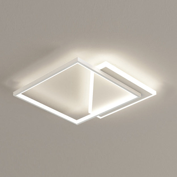 Lumière de plafond LED moderne minimaliste en fer et acrylique carré géométrique évidé pour chambre 