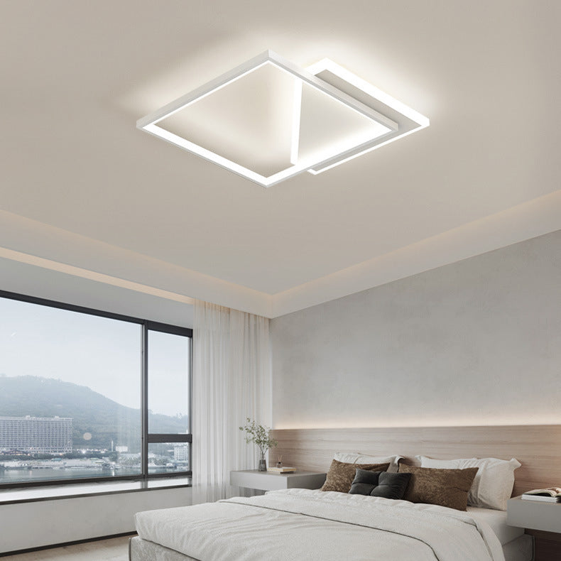 Lumière de plafond LED moderne minimaliste en fer et acrylique carré géométrique évidé pour chambre 