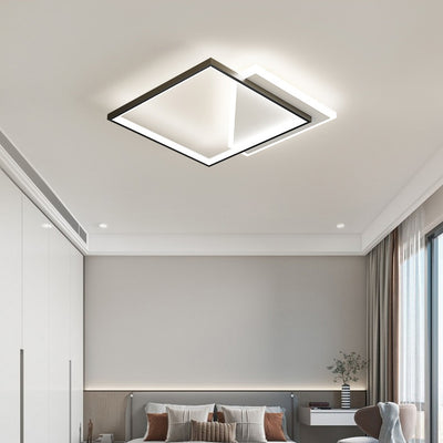 Lumière de plafond LED moderne minimaliste en fer et acrylique carré géométrique évidé pour chambre 