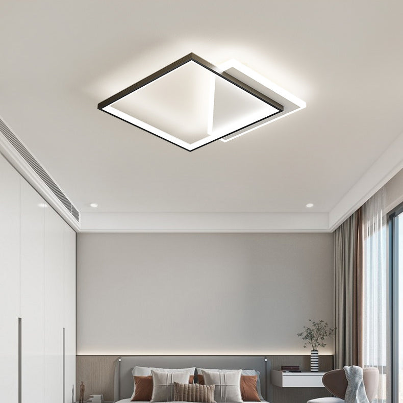 Lumière de plafond LED moderne minimaliste en fer et acrylique carré géométrique évidé pour chambre 