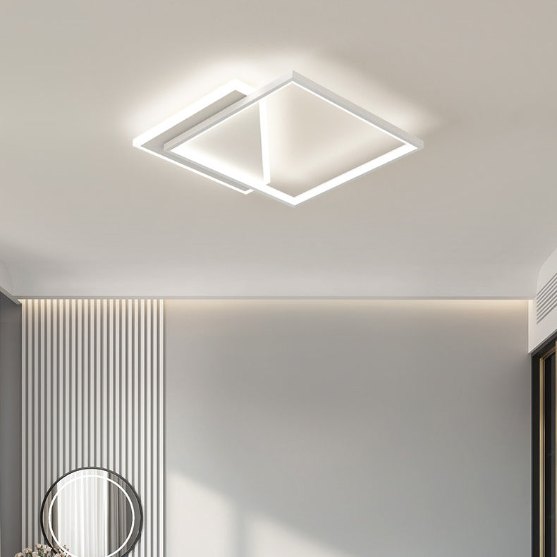 Lumière de plafond LED moderne minimaliste en fer et acrylique carré géométrique évidé pour chambre 