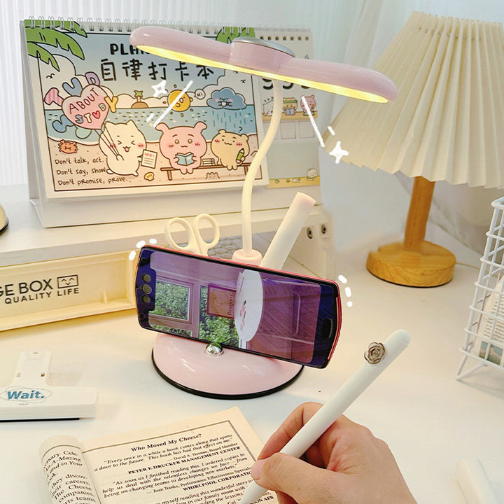 Lámpara de escritorio LED para estudio con contenedor de bolígrafo de tira de ABS recargable ajustable para niños de simplicidad moderna 