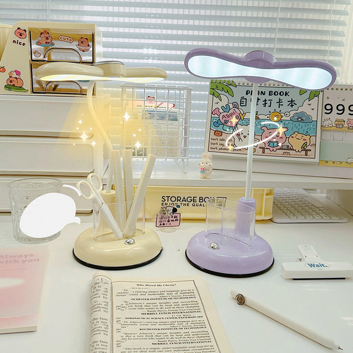 Lámpara de escritorio LED para estudio con contenedor de bolígrafo de tira de ABS recargable ajustable para niños de simplicidad moderna 