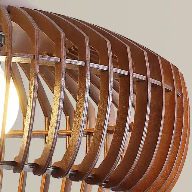 Lanterne en laiton japonais traditionnel avec bois creux, suspension ronde à 1 lumière pour salle à manger 