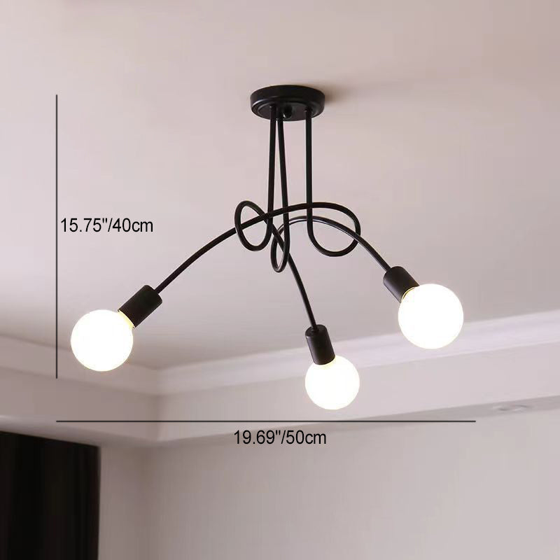 Plafonnier semi-encastré contemporain nordique en fer entrelacé avec 3/5/8 lumières pour le salon 